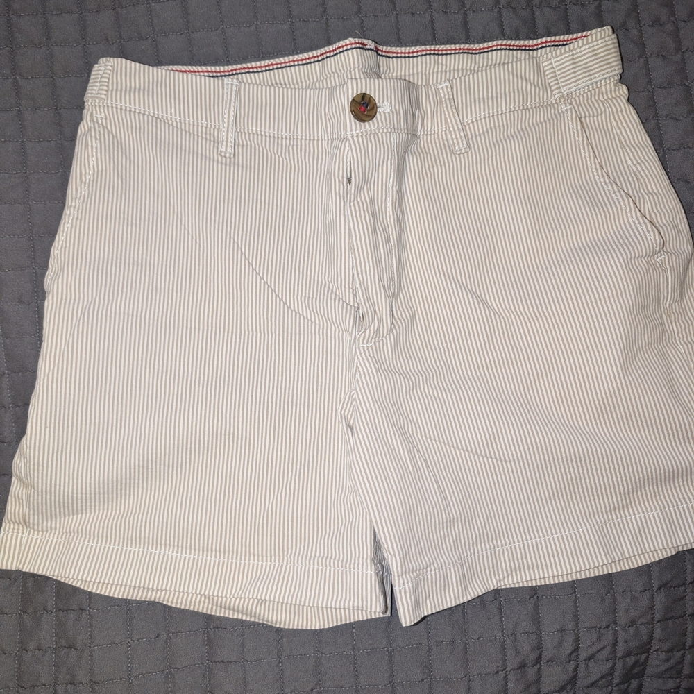 Tommy Hilfiger White and Beige Striped Women's Shorts